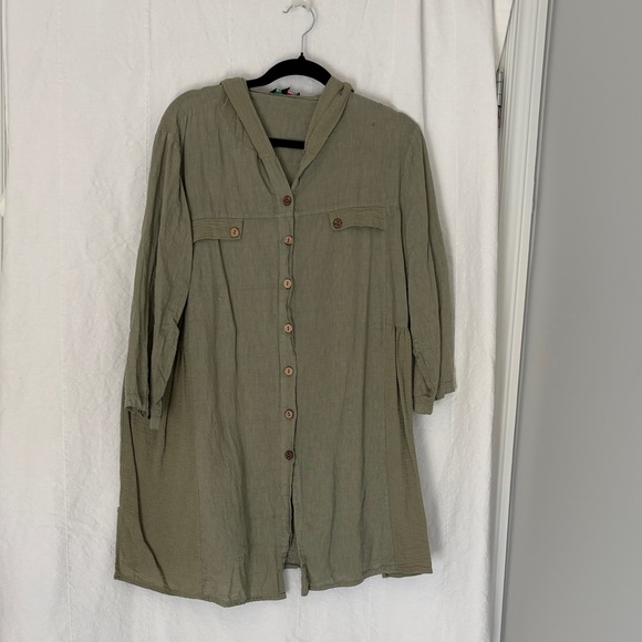 Papa Vancouver Dresses & Skirts - Olive Green Button-Front Tunic